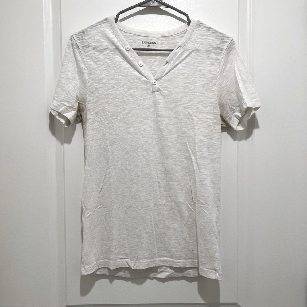 Express White Henley V-Neck